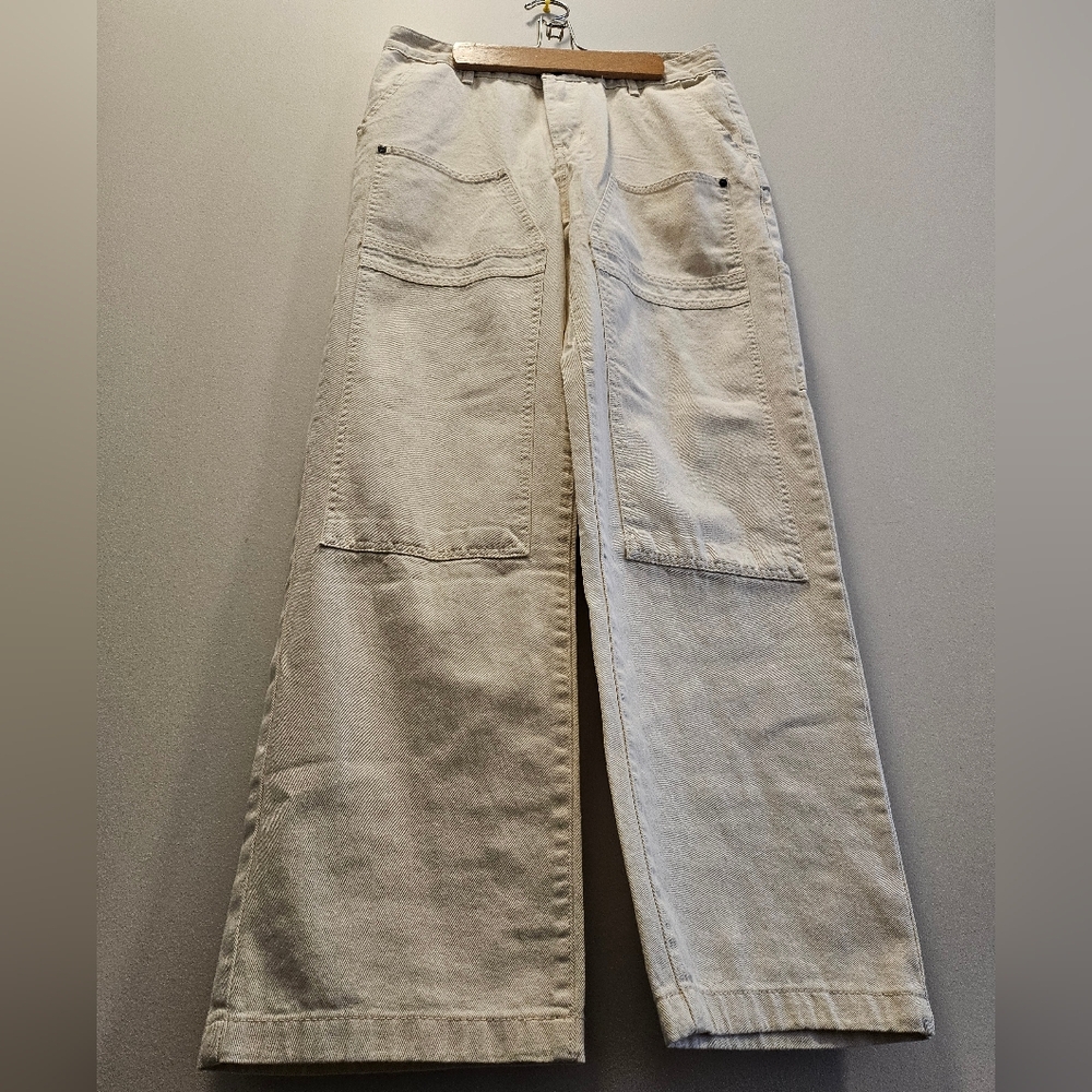 Brand New - Men's Cream Colored Rivet Rise Jeans | Size Medium